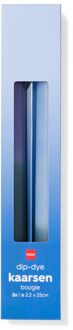 Hema Huishoudkaarsen ⌀2.2x25cm kleurverloop blauw - 2 stuks (blauw)