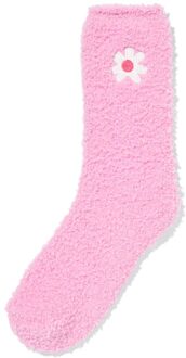 Hema Huissokken maat 36-41 fluffy bloem lichtroze