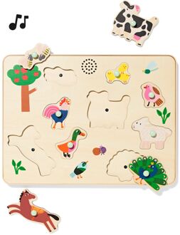 Hema Inlegpuzzel met geluid 30x22.5cm boerderij hout