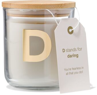 Hema Kaars in glas Ø8x10cm letter D