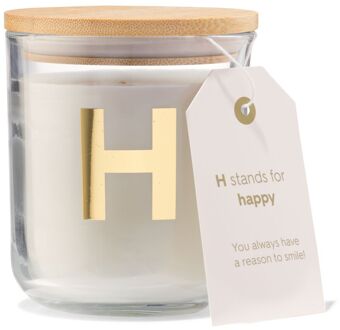 Hema Kaars in glas Ø8x10cm letter H