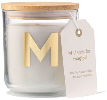 Hema Kaars in glas Ø8x10cm letter M