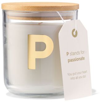 Hema Kaars in glas Ø8x10cm letter P