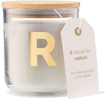 Hema Kaars in glas Ø8x10cm letter R