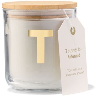 Hema Kaars in glas Ø8x10cm letter T