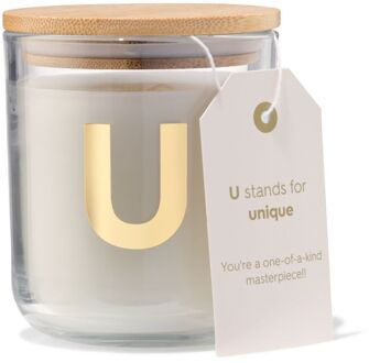 Hema Kaars in glas Ø8x10cm letter U