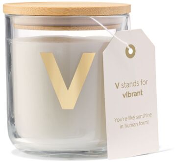 Hema Kaars in glas Ø8x10cm letter V