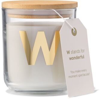Hema Kaars in glas Ø8x10cm letter W