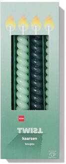 Hema Kaarsen gedraaid groen 4 stuks (groen)