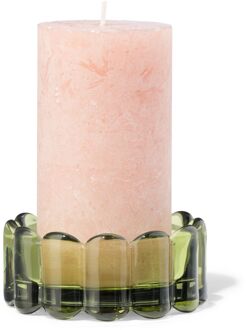 Hema Kaarsonderzetter ⌀10cm glas ribbel groen (groen)