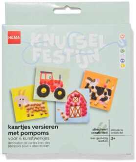 Hema Kaartjes versieren met pompoms boerderij