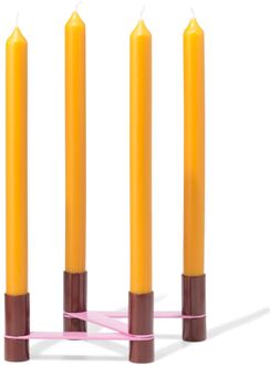 Hema Kandelaar 15x7cm metaal zigzag bordeaux (roze)