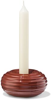 Hema Kandelaar 9.7x20cm keramiek ribbel bruin (bruin)