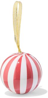 Hema Kerstbal 6cm papier brede strepen wit-rood (multi)