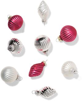 Hema Kerstballen figuren 10.5cm glas rood - 9 stuks (multi)