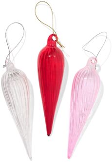 Hema Kerstballen set 14.5cm glas druppel - 3 stuks (rood)