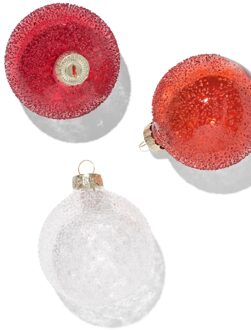 Hema Kerstballen set 7.5cm glas stekelbal - 3 stuks (rood)
