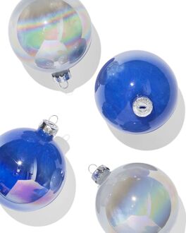 Hema Kerstballen set 8.5cm glans zilver-blauw - 4 stuks (multi)