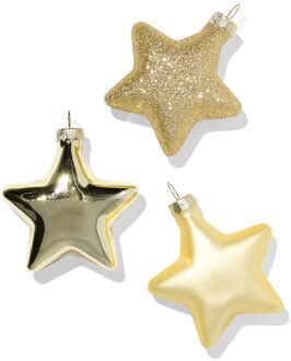 Hema Kerstballen set 8.7cm glas ster - 3 stuks (goud)