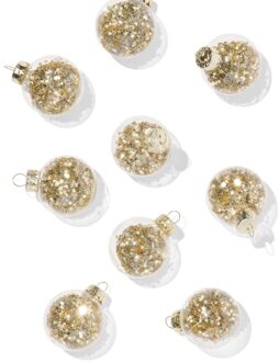 Hema Kerstballen set confetti rood - 9 stuks (goud)
