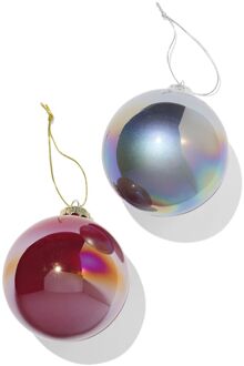 Hema Kerstballen set glas olie rood-zilver - 2 stuks (multi)