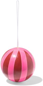 Hema Kersthanger 6x6cm hout bal roze-rood (multi)