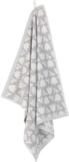 Hema Keukendoek - 50 x 50 - katoen - wit/grijs bloemen (lichtgrijs)