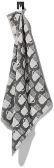 Hema Keukendoek 50x50 katoen grijs met koffiemokken (donkergrijs)