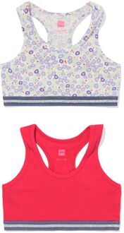 Hema Kinder crop top bloem - 2 stuks roze (roze) - 146/152
