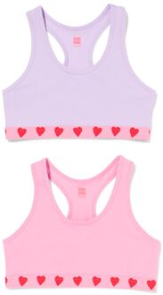 Hema Kinder crop tops hartjes - 2 stuks roze (roze) - 146/152