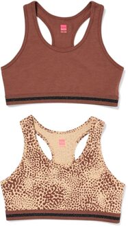 Hema Kinder crop tops luipaard - 2 stuks bruin (bruin) - 122/128