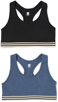 Hema Kinder croptops stretch katoen - 2 stuks zwart (zwart) - 134/140