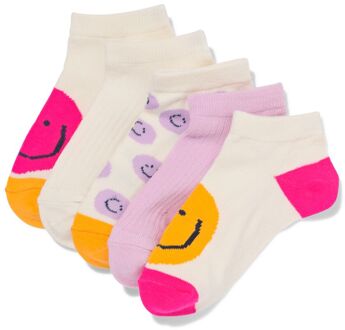Hema Kinder enkelsokken gezichtjes - 5 paar beige (beige) - 31/34