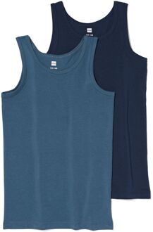 Hema Kinder hemden basic stretch katoen - 2 stuks blauw (blauw)