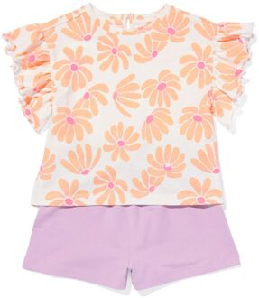 Hema Kinder Kledingset T-shirt En Short Katoen Roze (roze) - 110/116