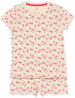 Hema Kinder shortama bloem gebroken wit (gebroken wit) - 110/116