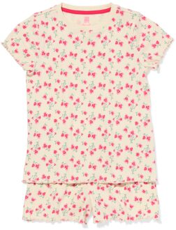 Hema Kinder shortama bloem gebroken wit (gebroken wit) - 134/140