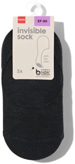 Hema Kinder sneakersokken met katoen - 5 paar zwart (zwart) - 27/30