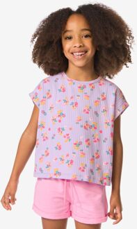 Hema Kinder T-shirt bloemen lichtpaars (lichtpaars) - 98/104
