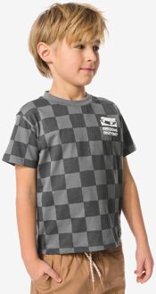Hema Kinder T-shirt blokken donkergrijs (donkergrijs) - 86/92
