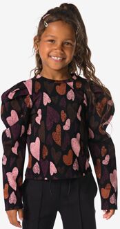 Hema Kinder T-shirt hartjes zwart (zwart) - 122/128