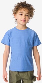 Hema Kinder T-shirt jacquard strepen blauw (blauw) - 134/140