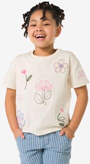 Hema Kinder T-shirt jersey bloemen ecru (ecru) - 86/92