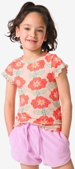 Hema Kinder T-shirt jersey bloemen lichtroze (lichtroze) - 122/128