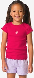 Hema Kinder T-shirt rib aardbei fuchsia (fuchsia) - 122/128