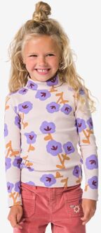Hema Kinder T-shirt rib bloemen ecru (ecru) - 110/116