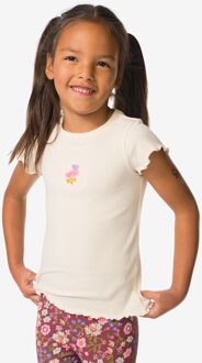 Hema Kinder T-shirt rib bloemen ecru (ecru) - 146/152