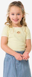 Hema Kinder T-shirt rib bloemen lichtgeel (lichtgeel) - 110/116
