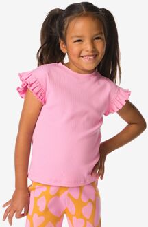 Hema Kinder T-shirts rib bloemen - 2 stuks roze (roze) - 86/92