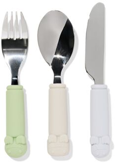 Hema Kinderbestek siliconen monster groen 3-delig (groen)